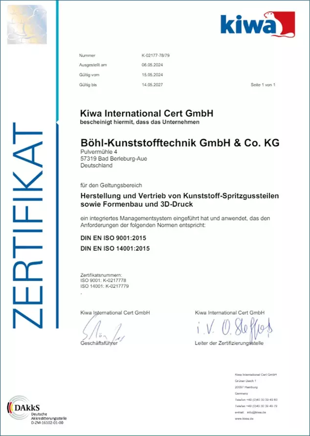 Böhl Zertifikat 3D-Druck